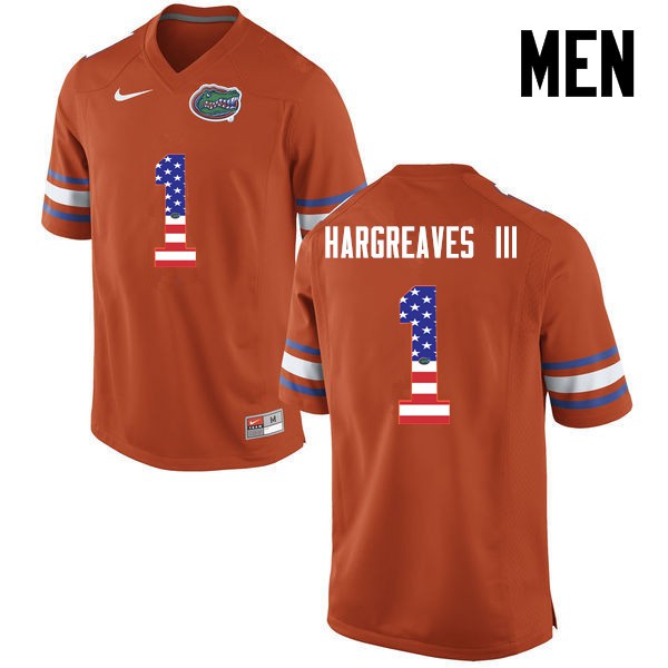 Florida Gators Men #1 Vernon Hargreaves III College Football Jersey USA Flag Fashion Orange